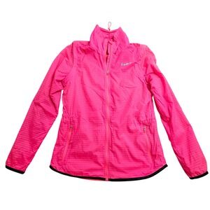 Nike Golf Windbreaker Jacket Women‎ Small Neon Pink Full Zip Striped 725690-617